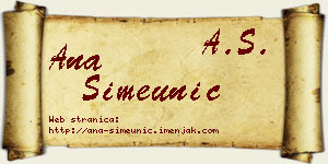Ana Simeunić vizit kartica